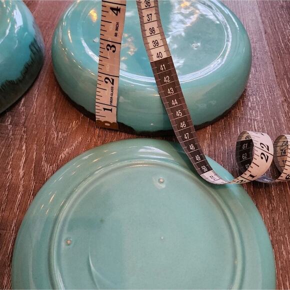 Jaska of California Cascade Ware Blue with Brown Drip Vintage 2 bowls 2 plates - Picture 11 of 13